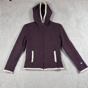 Kuhl Jacket Girl Large Purple Full Zip Fleece Hooded Sherpa Lined Outdoor Youth